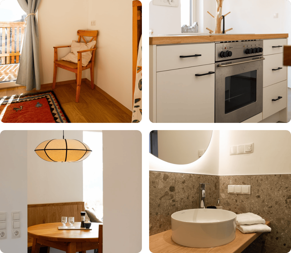 Kompakte Küche mit Backofen und Stauraum