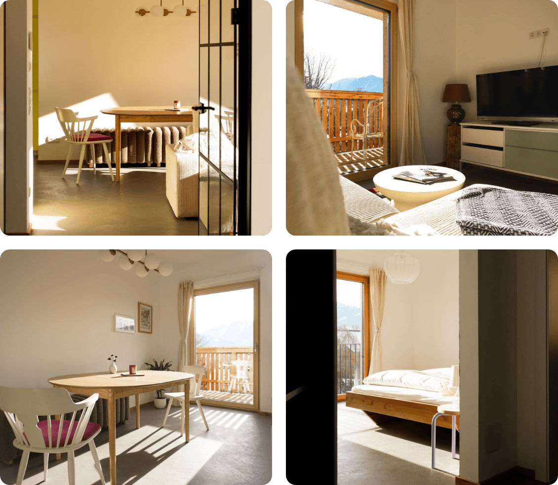 Apartment Collage mit Wohn- und Essbereich – Haus Gerti